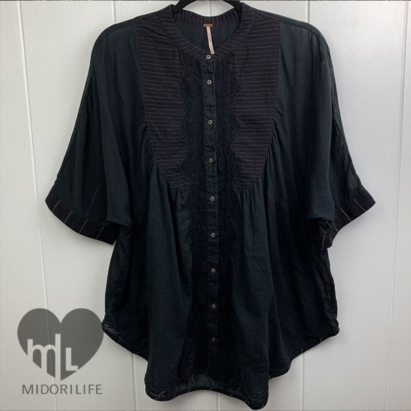 FREE PEOPLE Mixed Media Lace Button Down - Picture 6 of 6